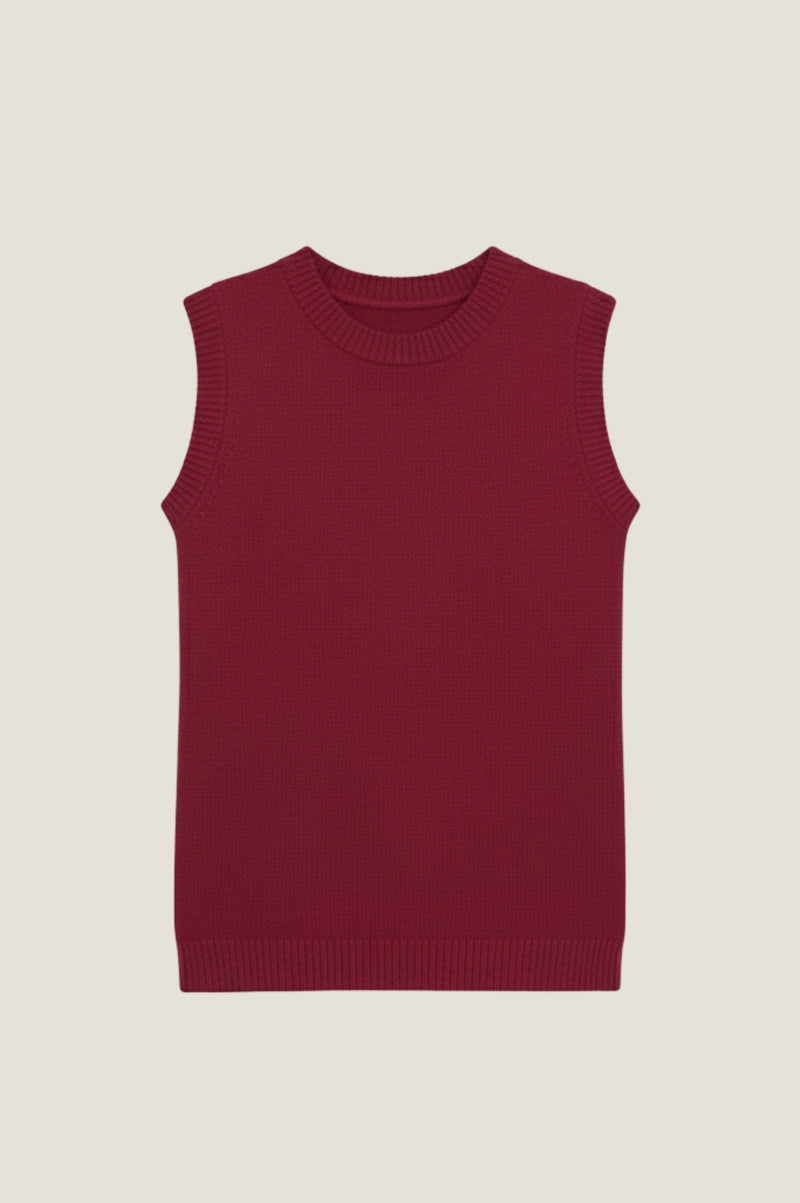Merino Wool Knitted Short Tank | Wine