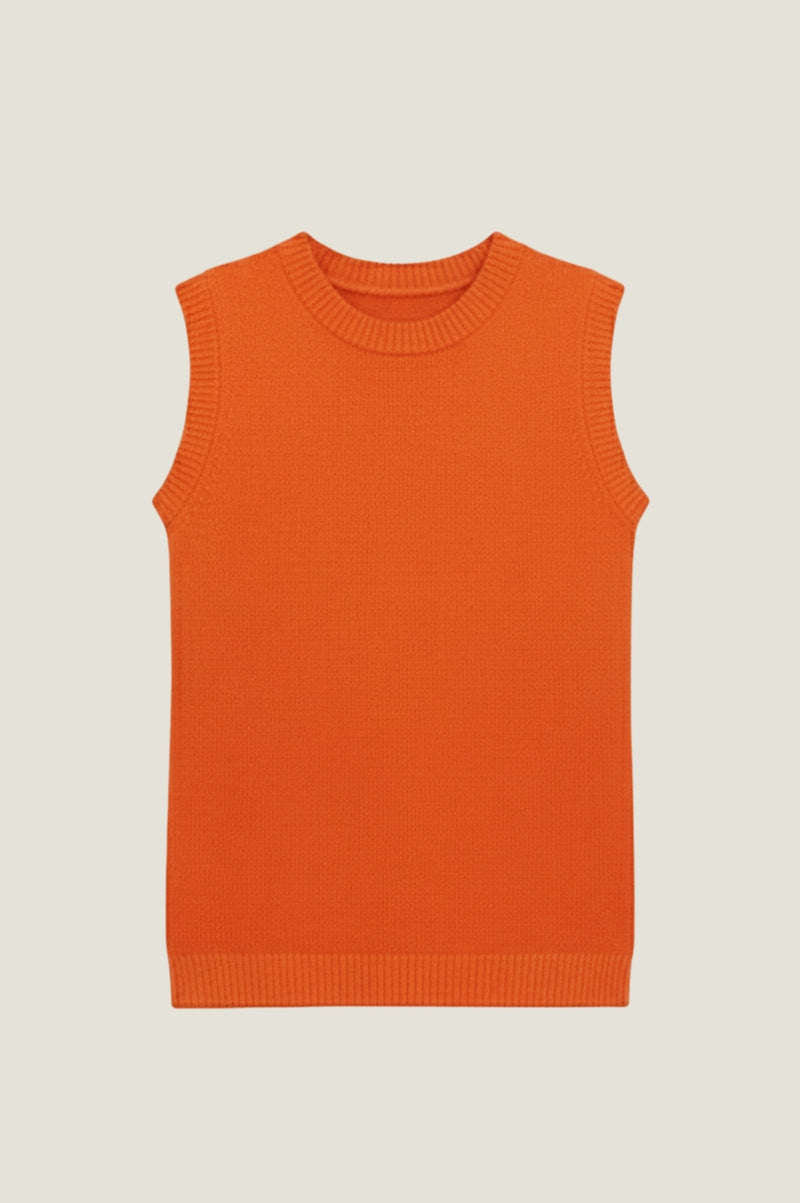 Merino Wool Knitted Short Tank | Bright Orange