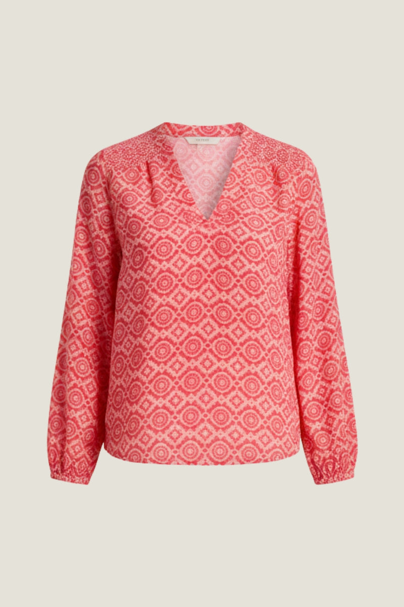 Clea Blouse | Flower Tile Orange/Pink