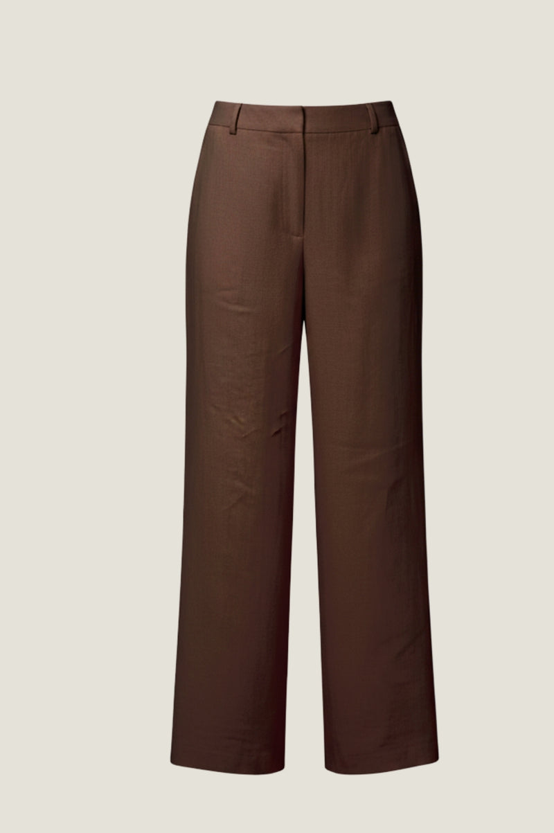 Linen Blend Trousers | Chocolate