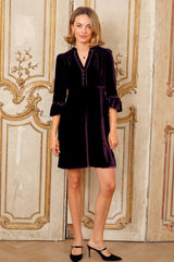 Elsie Velvet Short Dress | Aubergine