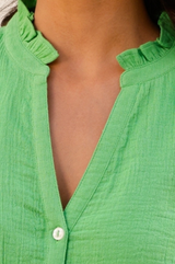 Mina Organic Cotton Cheesecloth Blouse | Green