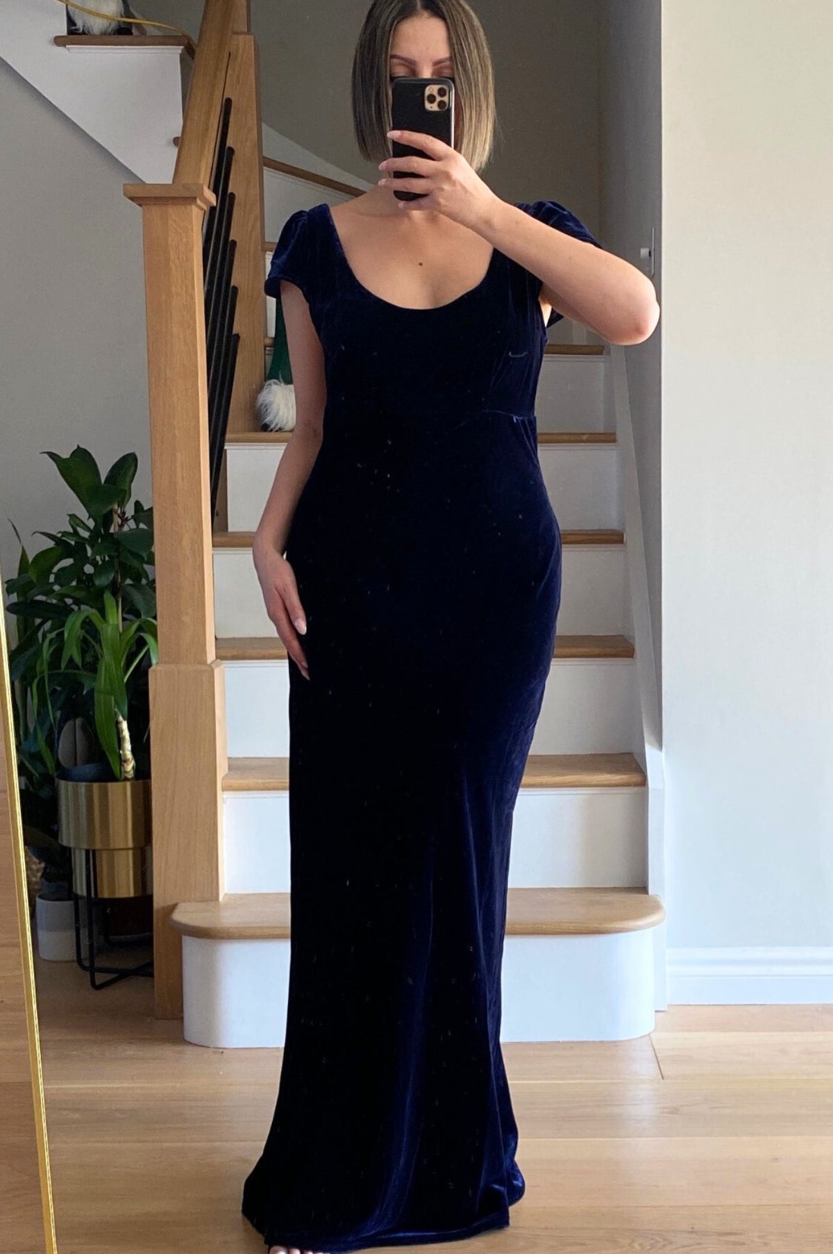 Aspiga Ladies Lilah Velvet Maxi Viscose Dress Navy Blue Winter Occasion Aspiga Ladies Lilah Velvet Maxi Viscose Dress Navy Blue Winter Occasion