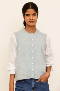 Alpaca Blend Gilet | Dusty Blue - Aspiga