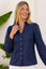 Notch Neck Cotton Poplin Blouse | Navy