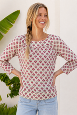 Lou Blouse | Cream/Pink/Green