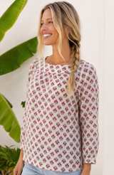 Lou Blouse | Cream/Pink/Green