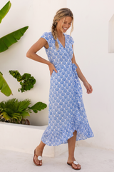 Demi Organic Cotton Wrap Dress | Marina Blue
