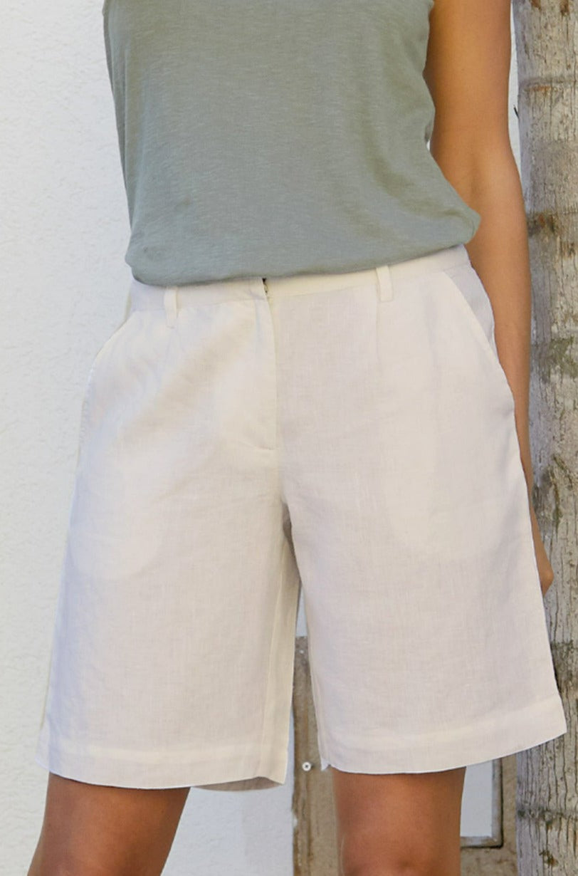 Long linen shorts shop