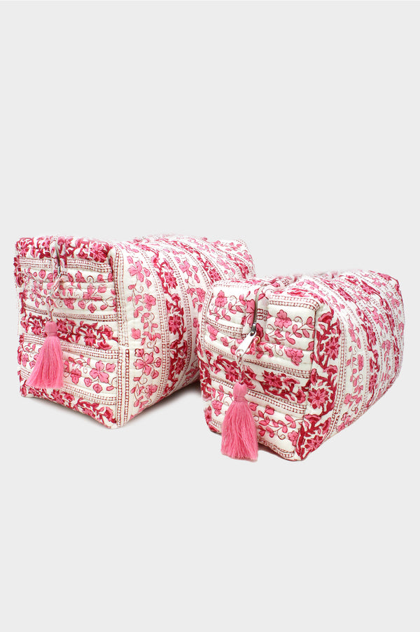 Medium Wash Bag | Linear Botanical Pink