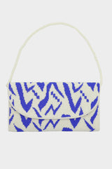 Beaded Clutch Bag | Blue/White