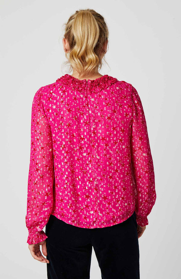 Stella Printed Metallic Blouse | Shining Star Pink/Red