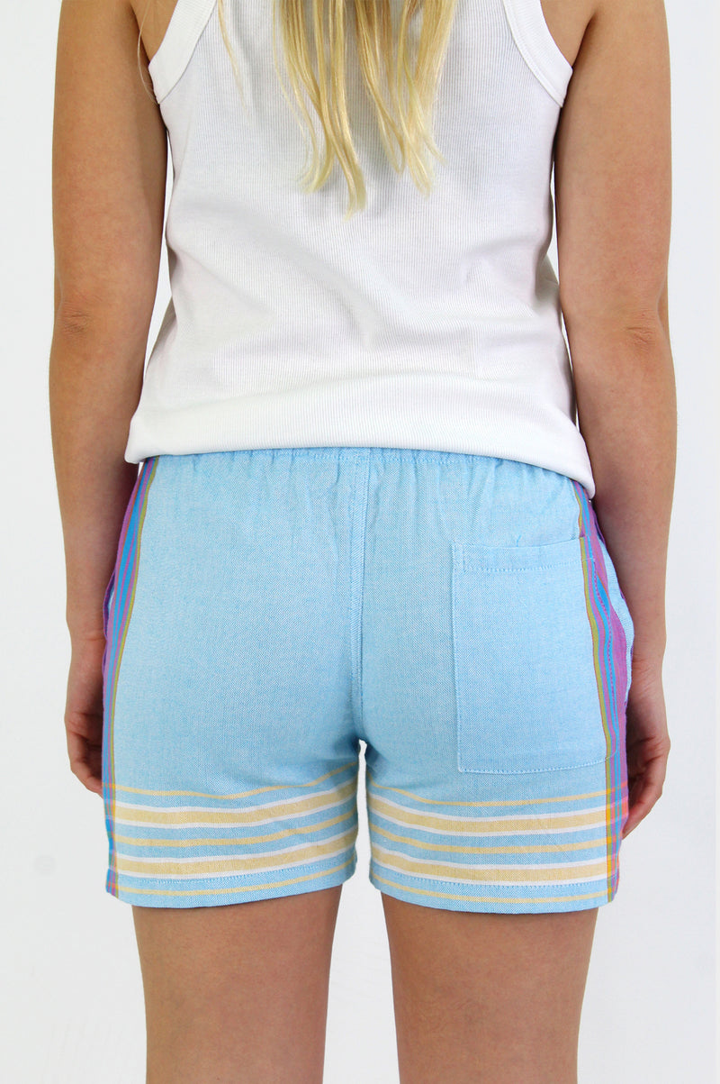 Kikoy Short Shorts | Turquoise/Lilac