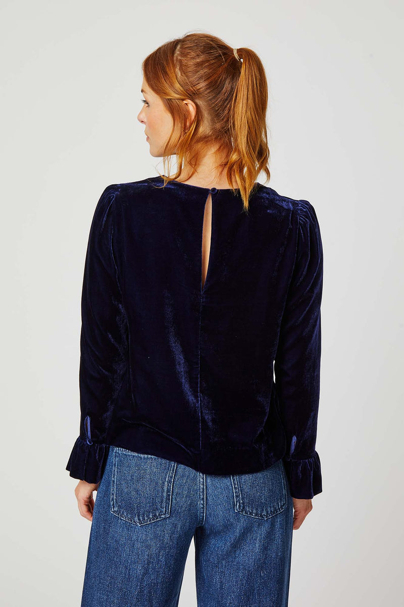 Victoria Velvet Top | Navy
