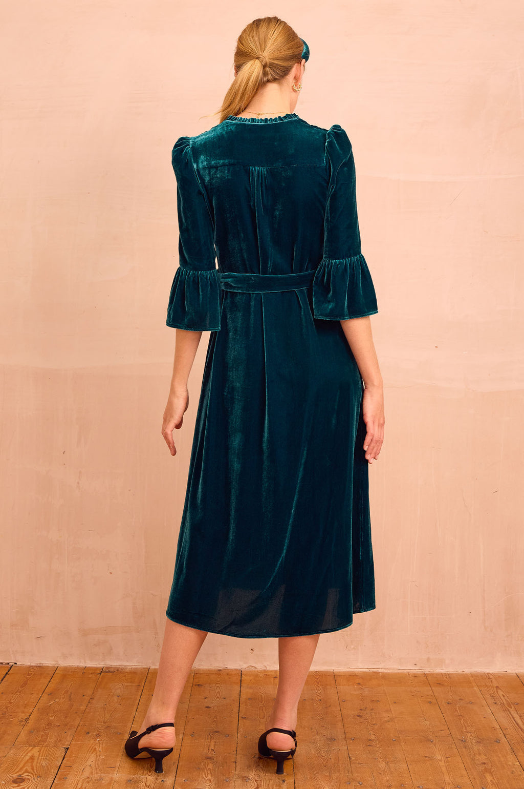 Aspiga Ladies Sustainable Astrid Velvet Dress Teal Winter Occasion Event