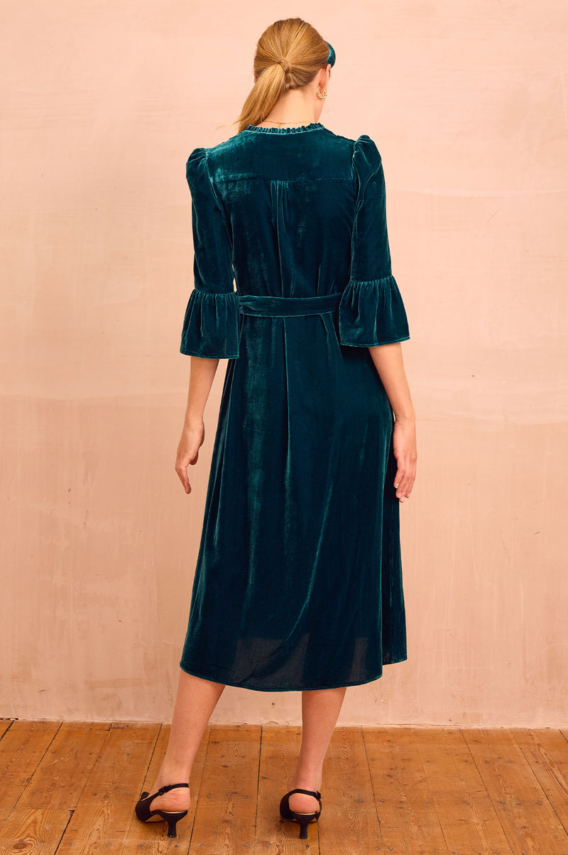Astrid Velvet Dress | Teal