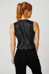 Cotton Stretch Velvet Waistcoat | Black
