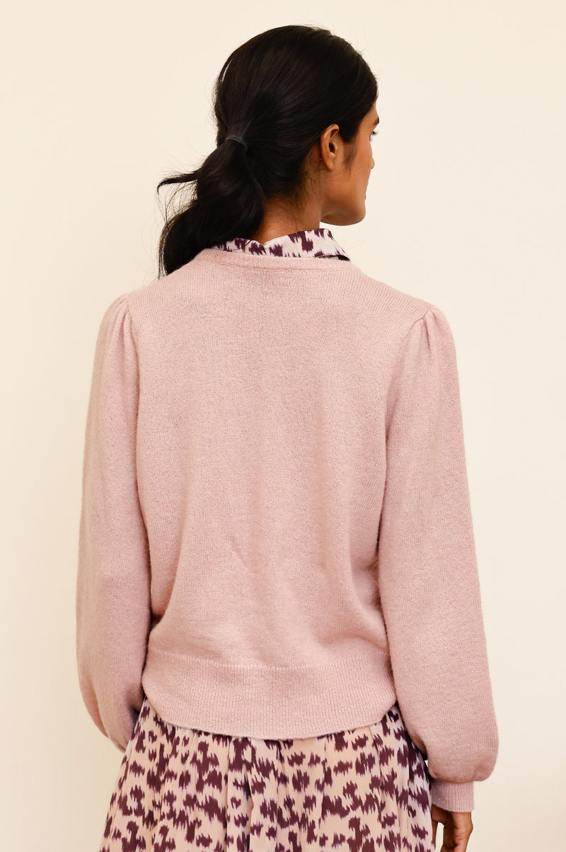 Alpaca Blend Puff Sleeve Jumper | Dusty Pink