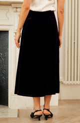 Velvet Midi Skirt | Aubergine
