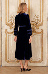 Lorna Velvet Lace Dress | Navy