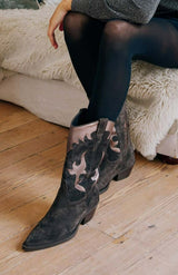 ALPE Metallic Cowboy Boots | Charcoal