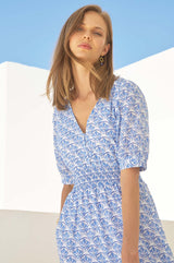 Billie Short Sleeve Dress | Clover Arches Blue/White