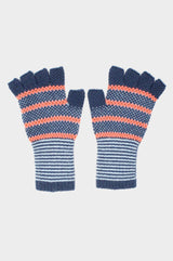 Striped Fingerless Gloves | Teal/Coral