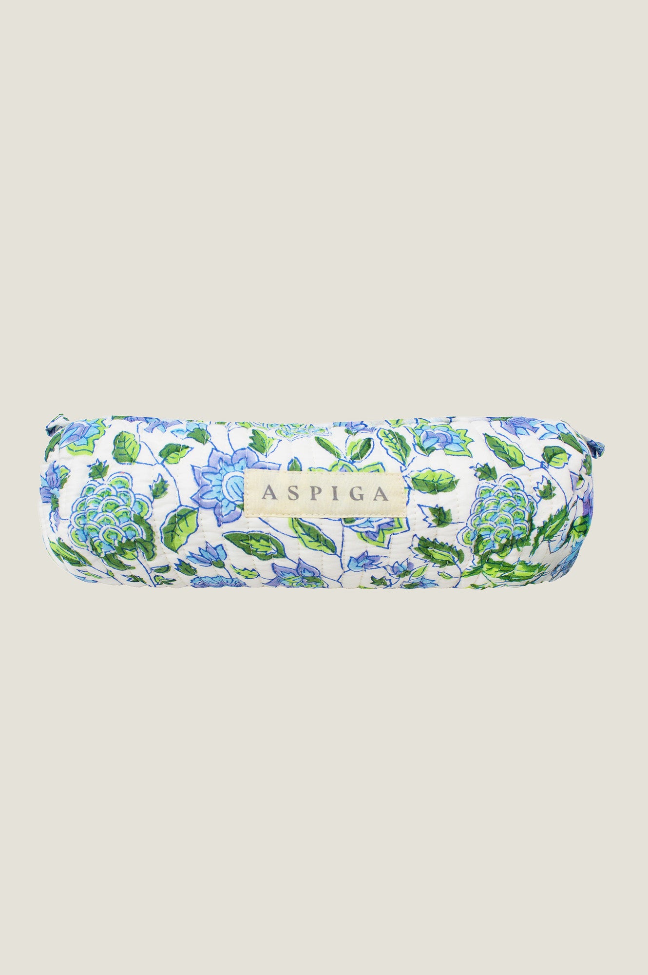 Block Print Organic Cotton Cosmetic Case | Garden Jaal Blue/Green - Aspiga