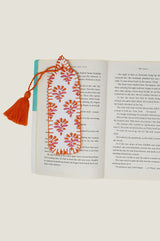 Block Printed Organic Cotton Quilted Bookmark | Hot Coral