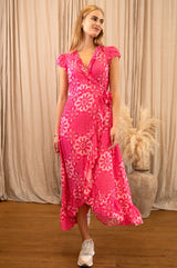 Demi EcoVero™ Wrap Dress | Blossom Pink/White