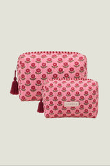 Medium Block Print Wash Bag | Buti Pink