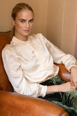 Frill Detail Satin Blouse | Champagne