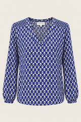 Clea Viscose Crinkle Blouse | Lixus Cobalt/White