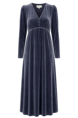 Kyrsty Velvet Dress | Grey/Blue