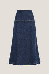 Dropped Waist Denim Skirt | Indigo