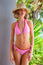 Recycled Embroidered Halterneck Bikini and Tie Side Bottoms | Pink/Red