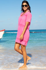 Roxy Crinkle Cotton Kaftan | Pink