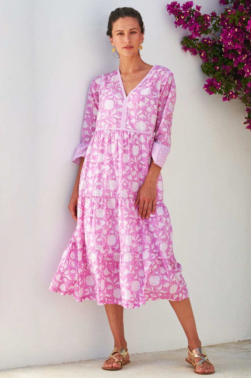 Hayden-Dress-Ornate-Flower-Pink/White
