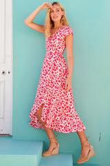 Demi Wrap Dress | Cheetah Pink