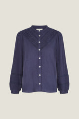 Chevron Lace Organic Cotton Cheesecloth Shirt | Navy