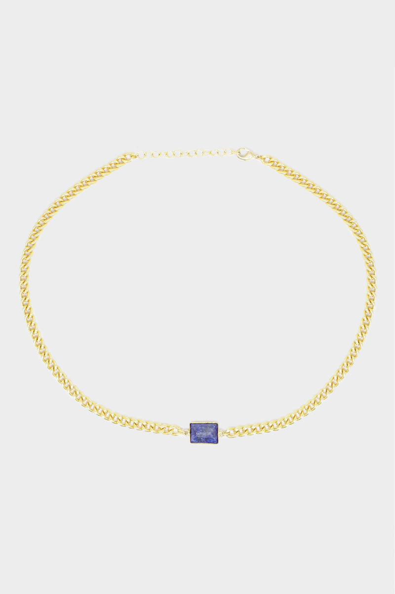 Gold chain sales blue stone