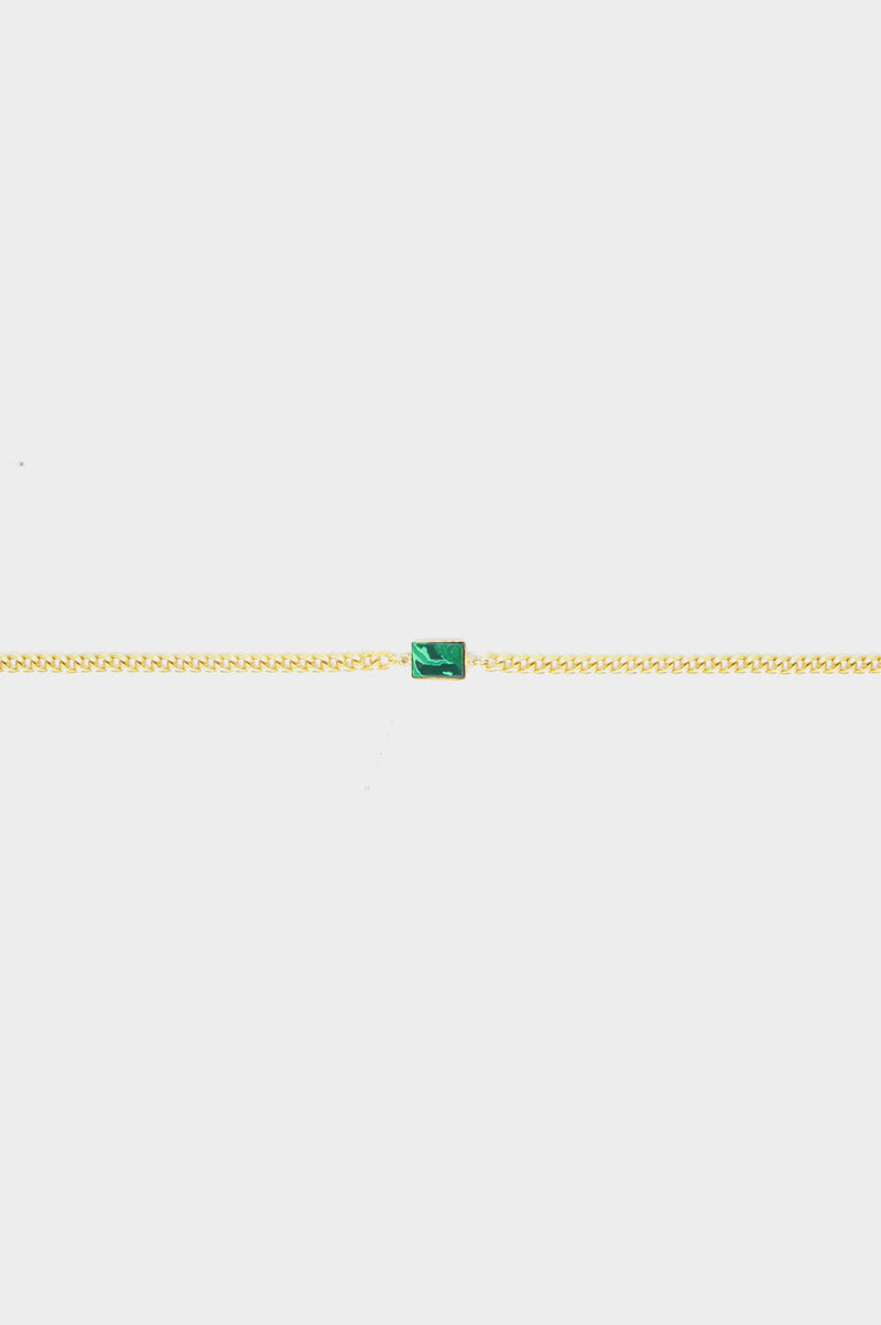 Chunky Green Stone Necklace | Gold
