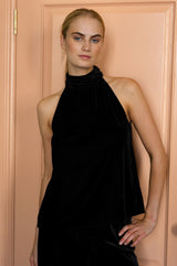 Velvet Halter Top | Black