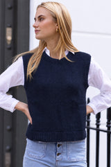 Alpaca Blend Knitted Tank | Navy