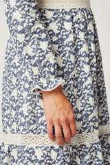 Clara Lace Panelled Dress | Grande Fleur Grey/Cream