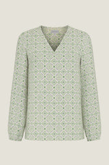 Clea Blouse | Flower Tile Green/Lilac