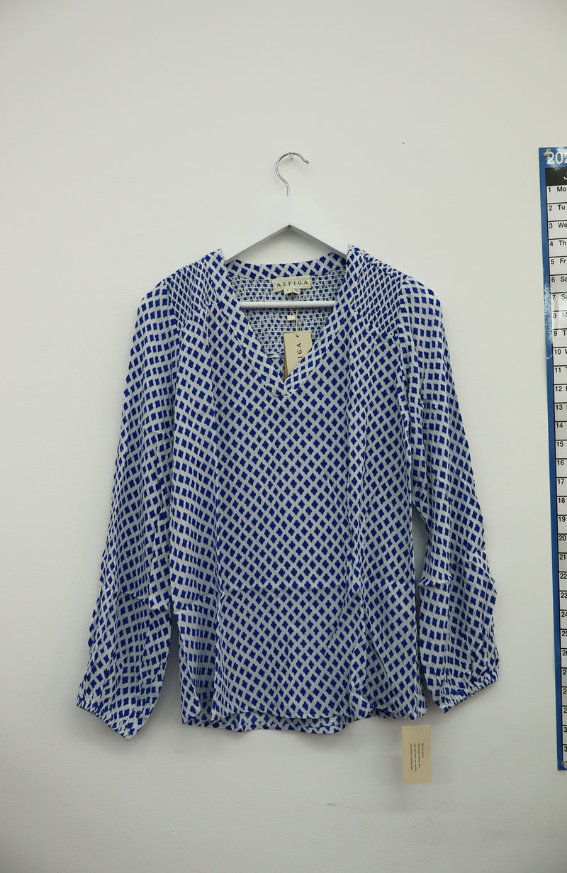Clea Blouse | Diamond Geo Blue