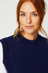 Merino Wool Knitted Short Tank | Navy