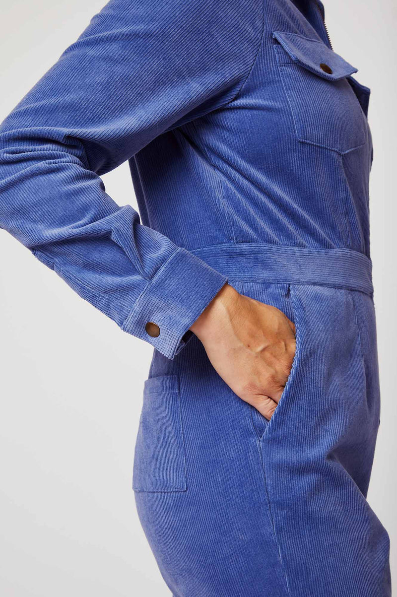 Utility Stretch Corduroy Jumpsuit | Cornflower Blue