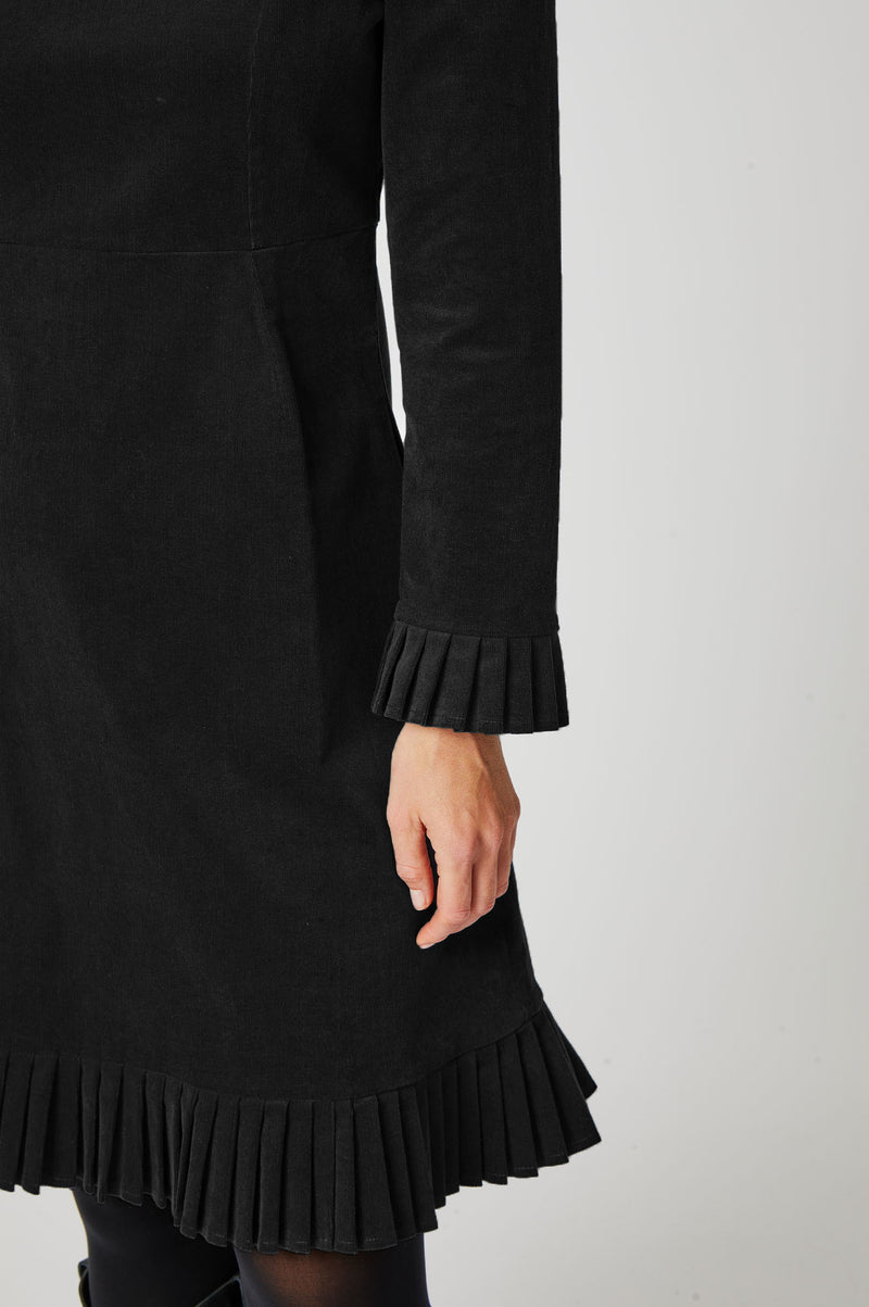 Vivienne Cotton Stretch Velvet Short Dress | Black